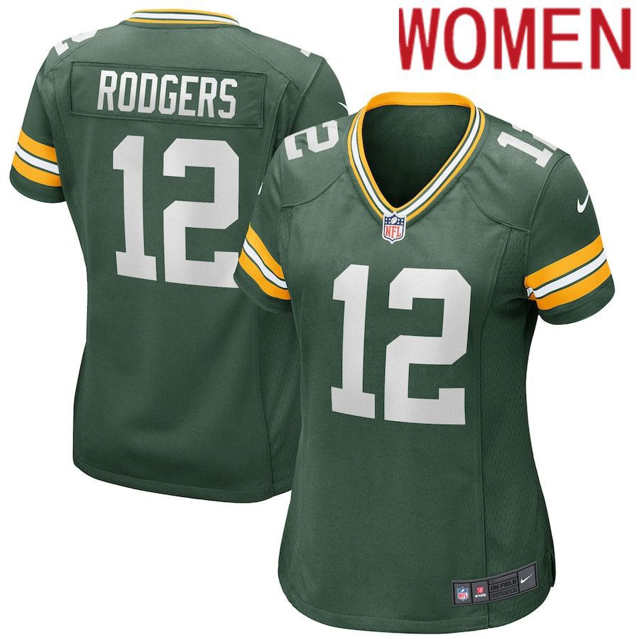 Women Green Bay Packers #12 Aaron Rodgers Nike Green Player NFL Jersey